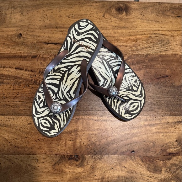 Brighton Shoes - Brighton Wedge Flip Flop Sandals - Size 9